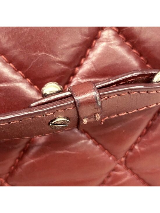 Chanel Bordeaux Red Leather Diamond Stitch CC Logo Chain Bag  Chanel Chain Tote Quilted Leather Bordeaux Silver